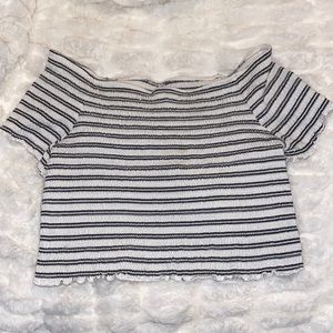 Off shoulder shirt, xhilaration, medium, black and white striped.